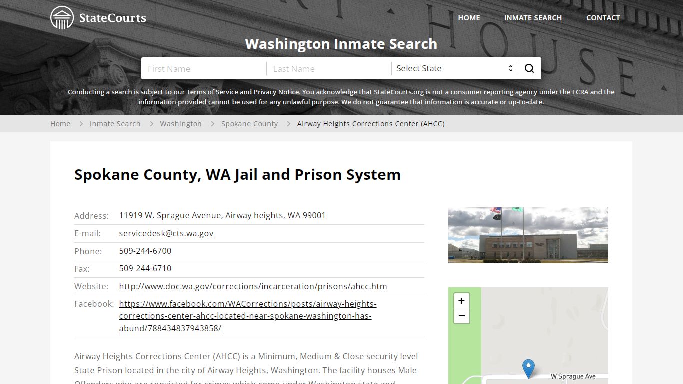 Airway Heights Corrections Center (AHCC) Inmate Records Search ...